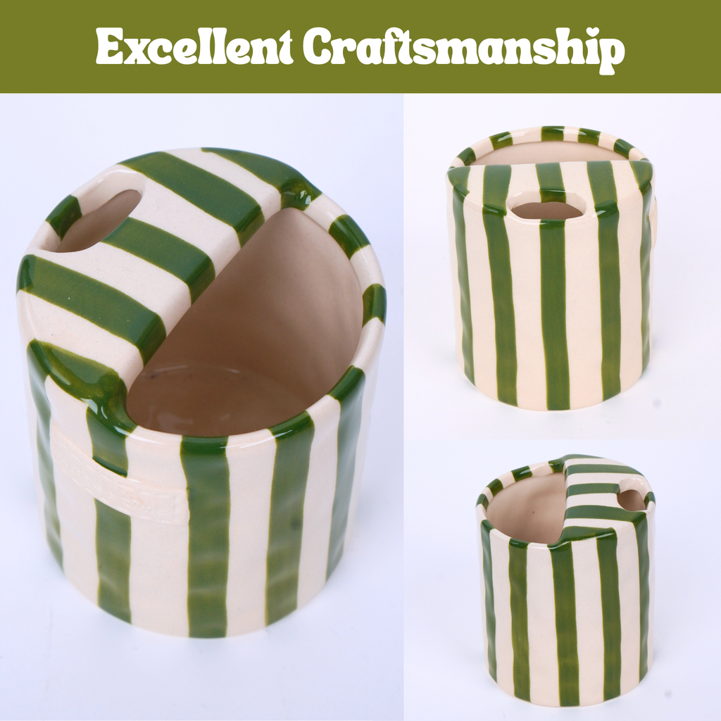 Ceramic Coffee Mug Hand-Painted Striped Art 10oz - Gift Packaged