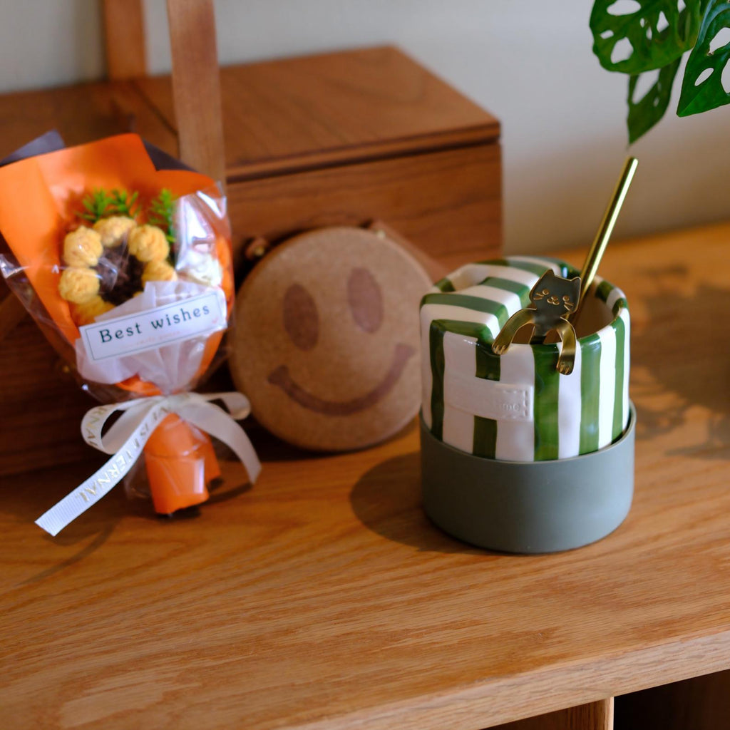 礼品套装- 陶瓷咖啡杯 手绘条纹艺术